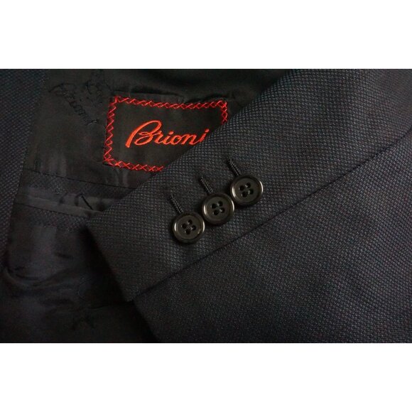 Brioni Nomentano 100% Wool Blue Woven Sport Coat Jacket Sz 42R
